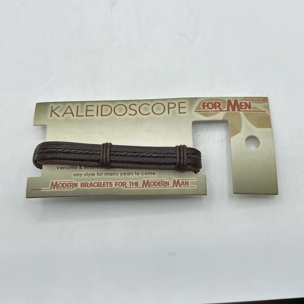 NWT Kaleidoscope Set Of Two Mens Black Brown Leather Bracelet Accessory Jewelry